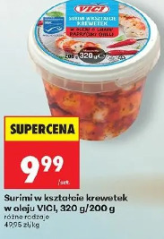 Surimi w kształcie krewetek w oleju Vici