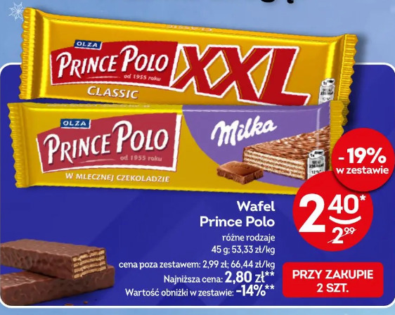 Wafel Prince Polo różne rodzaje