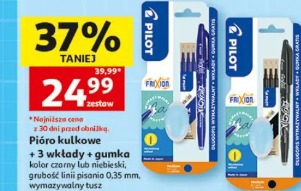 Pióro kulkowe + 3 wkłady + gumka Pilot