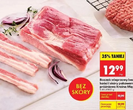 Boczek wieprzowy bez kości i skóry pakowany próżniowo Kraina Mięs