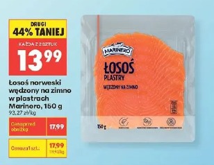 Łosoś norweski wędzony na zimno w plastrach Marinero