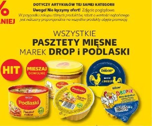 Wszystkie pasztety mięsne marek Drop i Podlaski