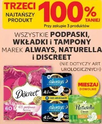 Wszystkie podpaski, wkładki i tampony marek Always, Naturella i Discreet
