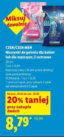 Cien/Cien Men maszynki do golenia dla kobiet lub dla mężczyzn, 2-ostrzowe