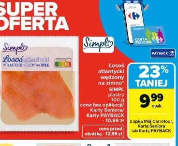 Łosoś atlantycki w plastrach wędzony na zimno SIMPL