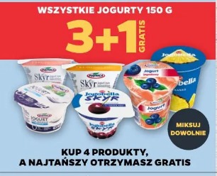 Wszystkie jogurty 150g 3+1