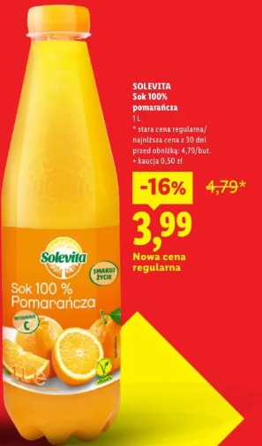 Solevita Sok 100% pomarańcza