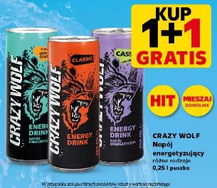 Crazy Wolf Napój energetyzujący różne rodzaje