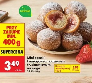 Mini pączki twarogowe z nadzieniem truskawkowym