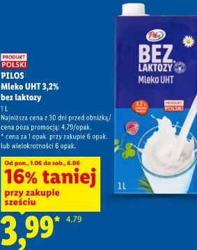 Pilos Mleko UHT 3,2% bez laktozy