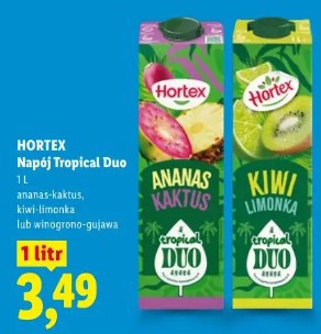 Hortex Napój Tropical Duo ananas-kaktus, kiwi-limonka lub winogrono-gujawa