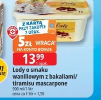 Lody o smaku waniliowym z bakaliami/ tiramisu mascarpone