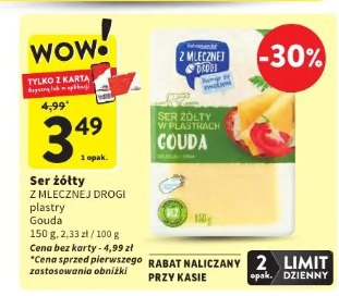 Ser żółty Z Mlecznej Drogi plastry Gouda
