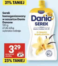 Serek homogenizowany w saszetce Danio Danone