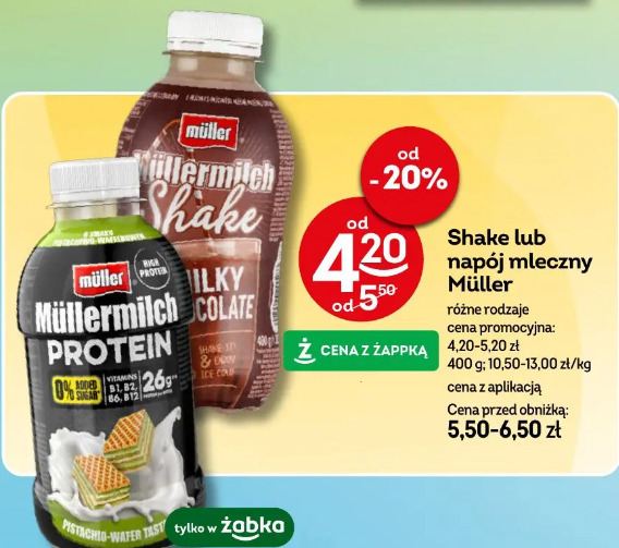 Shake lub napój mleczny Müller