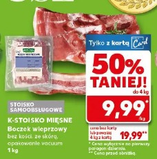 Boczek wieprzowy bez kości, ze skórą, opakowanie vacuum