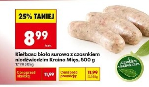 Kiełbasa biała surowa z czosnkiem niedźwiedzim Kraina Mięs