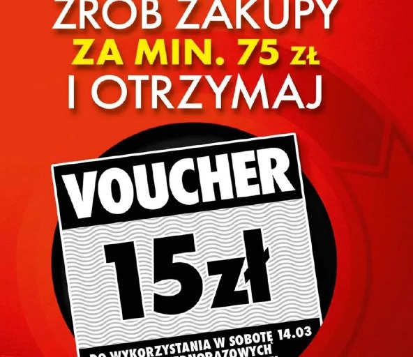 Voucher 15 zł za zakupy za min. 75 zł