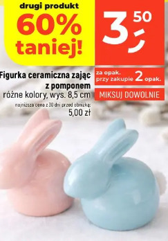Figurka ceramiczna zając z pomponem