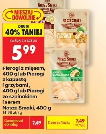 Pierogi z mięsem, 400 g lub Pierogi z kapustą i grzybami, 400 g lub Pierogi ruskie Nasze Smaki