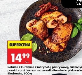 Roladki z kurczaka z marynatą paprykową, suszonymi pomidorami i serem mozzarella Prosto do piekarnika Biedronka