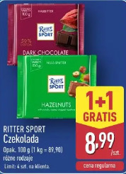 Czekolada Ritter Sport 1+1 gratis