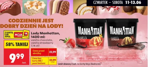 Lody Manhattan vanilla chocolate, vanilla strawberry
