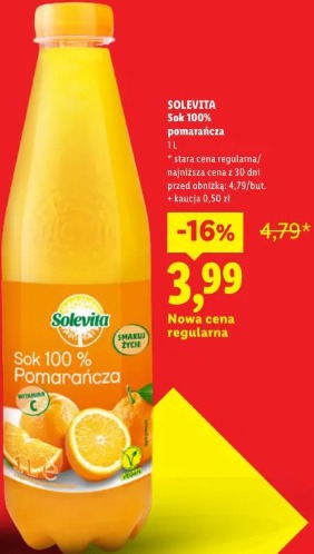Solevita Sok 100% pomarańcza