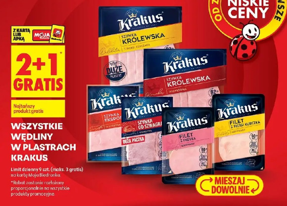 Wszystkie wędliny w plastrach Krakus
