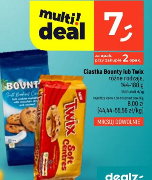 Ciastka Bounty lub Twix różne rodzaje