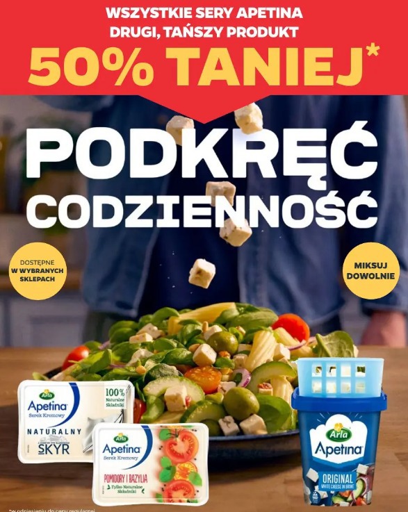 Wszystkie sery Apetina drugi, tańszy produkt