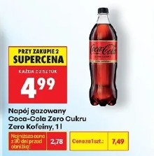 Napój gazowany Coca-Cola Zero Cukru Zero Kofeiny, 1 l