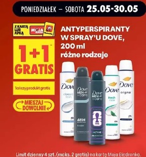 Antyperspiranty w spray’u Dove 200 ml różne rodzaje