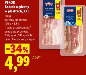 Pikok Boczek wędzony w plastrach, XXL