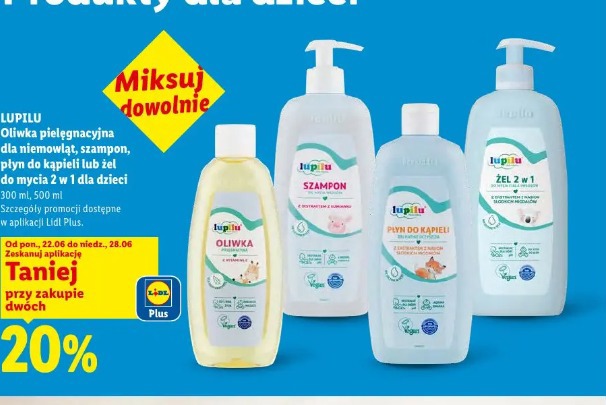Lupilu Oliwka pielęgnacyjna dla niemowląt, szampon, płyn do kąpieli lub żel do mycia 2 w 1 dla dzieci