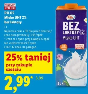 Pilos Mleko UHT 2% bez laktozy