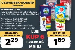 Mleko UHT 3,2% Łowickie Łowicz, Mlekovita, Mł Wart-Milk, Mazurski Smak Mlekpol