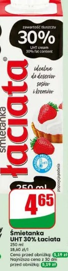 Śmietanka UHT 30% Łaciata