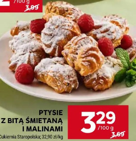 Ptysie z bitą śmietaną i malinami Cukiernia Staropolska