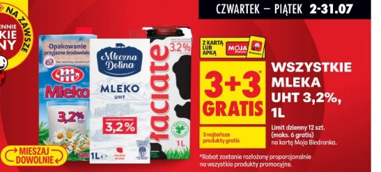 Wszystkie mleka 3,2% UHT 3+3 gratis 