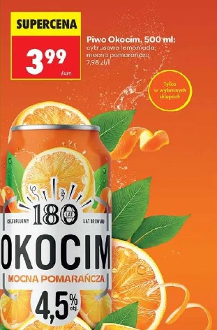 Piwo Okocim cytrusowa lemoniada, mocna pomarańcza