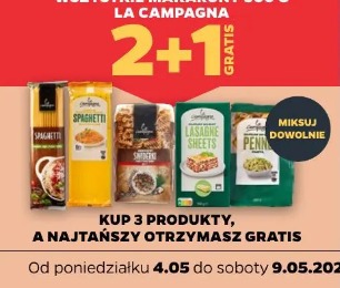 Wszystkie makarony 500 g La Campagna 2+1 gratis