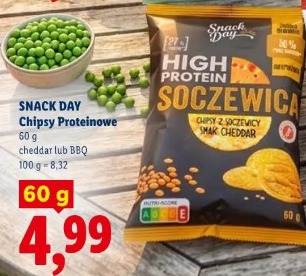 Snack Day Chipsy Proteinowe soczewica cheddar lub BBQ