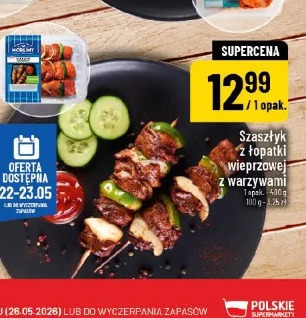 Szaszłyki z łopatki wieprzowej z warzywami