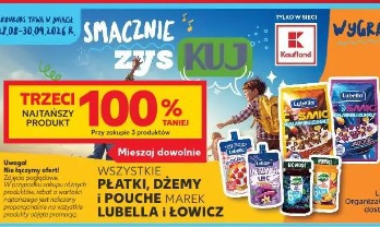 Wszystkie płatki, dżemy i pouche marek Lubella i Łowicz