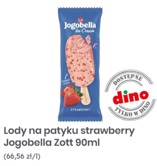 Lody na patyku strawberry Jogobella Zott