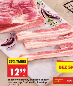 Boczek wieprzowy bez kości i skóry pakowany próżniowo Kraina Mięs