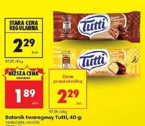 Batonik twarogowy Tutti, 40 g: czekolada, wanilia