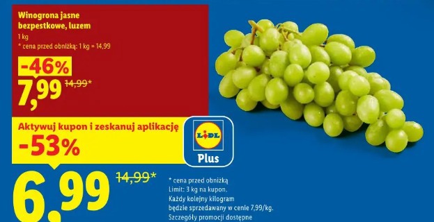 Winogrona jasne bezpestkowe