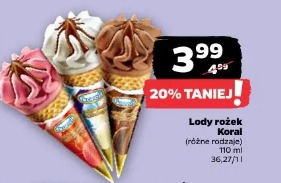 Lody rożek Koral